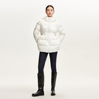 VEROMODA羽绒服女2024秋冬新款抽绳收腰褶皱格纹肌理面料90白鸭绒时尚百搭