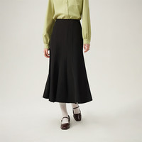 范思蓝恩设计感小众鱼尾半身裙2024春百搭显瘦裙子24FS11060 黑色 L