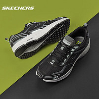 SKECHERS 斯凯奇 新款男鞋轻盈舒适缓震跑步鞋透气网面软底运动休闲鞋 34-黑色/灰色