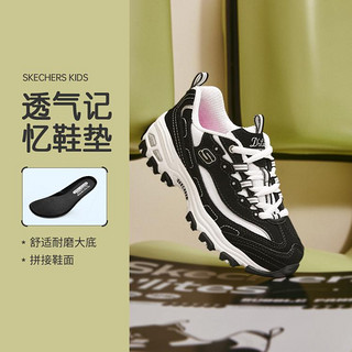 SKECHERS 斯凯奇 GIRLS系列 80587L/BKW 女童休闲运动鞋 黑色/白色 27.5码