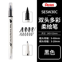 Pentel 派通 官方旗舰店 日本Pentel派通双头柔绘笔SESW30C彩色软头笔绘画秀丽笔水彩勾线笔弹性Brush手帐荧光色笔金色墨