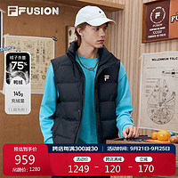 FILA 斐乐 FUSION斐乐潮牌情侣款羽绒马甲2024冬时尚简约宽松外套