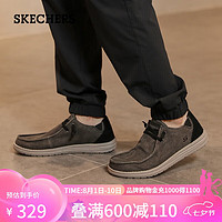 斯凯奇（Skechers）帆布鞋男士商务休闲鞋子66387 黑色 40 