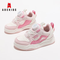 ABC KIDS童鞋2024秋季新款网孔透气防滑耐磨轻便男女童运动休闲板鞋 白/粉色 26码 内长约16.5cm
