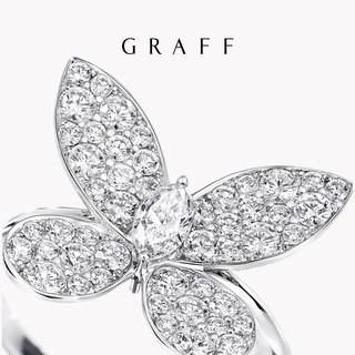 GRAFF 格拉夫 蝴蝶系列 RGR209 女士缱绻蝴蝶18K白金钻石戒指 1.15克拉 57mm