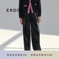 ERDOS 24秋冬新品休闲百搭直筒长裤时尚松紧腰柔软宽松女休闲裤