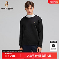 Hush Puppies【软糯爽滑】暇步士男装2024秋季舒爽棉感卫衣 漆黑色 L