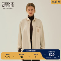 Teenie Weenie小熊2024年秋季新款贝壳领宽松衬衫长袖衬衣磨毛上衣