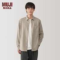 无印良品（MUJI）男式  法兰绒 长袖衬衫 男士衬衣外套 男装上衣秋季 24年秋 淡黄色 L (175/100A)