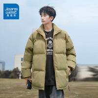 真维斯(Jeanswest)棉服外套男装秋冬季休闲棉衣美式青少年面包服男士加厚棉袄子 卡其 纯色 S