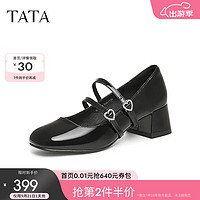 他她（TATA）2024秋时尚休闲玛丽珍鞋女CGX02CQ4 黑色 34