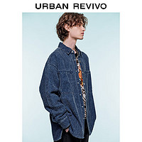 URBAN REVIVO 男士复古竖纹提花超宽松牛仔衬衫 UMV840004