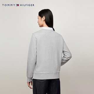 TOMMY HILFIGER24春秋女装纯棉休闲通勤刺绣字母纯色运动圆领卫衣76J4350