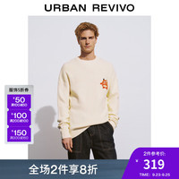UR2024秋冬男装趣味休闲卡通章仔超宽松针织衫UML930019 裸杏色 L(XL-XXL)