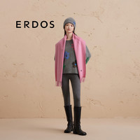 ERDOS 24秋冬纯羊绒休闲时尚简约单层水纹装饰流苏女士围巾 芭比粉 170cmX35cm