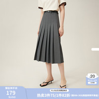 范思蓝恩学院感通勤时髦知识分子半身裙女百褶长款裙子24FS12177 深灰色 S