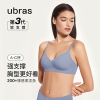 ubras隐形细肩带软支撑背勾文胸性感内衣女聚拢文胸侧收提拉无钢圈胸罩 丹宁蓝-背勾款 S