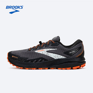 BROOKS 布鲁克斯 越野跑鞋男缓震运动鞋Divide 4 GTX 黑色/鞭炮橘/蓝色