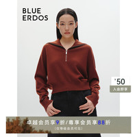 BLUE ERDOS羊绒衫女100%山羊绒24秋冬大翻领简约半拉链毛衣B246A0073 红棕 165/84A/M