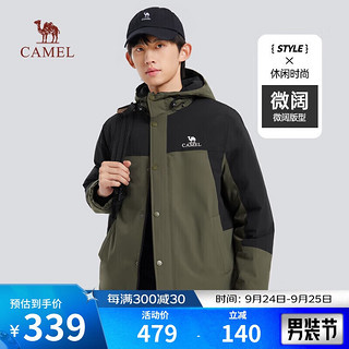 骆驼（CAMEL）户外摇粒绒棉服男士加厚休闲夹克棉衣秋冬季防风外套M13CA6V097 深榄绿/幻影黑 S