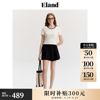 ELAND衣恋设计感A字裙裤女时尚百褶裙短裙短裤子2024夏季 黑色(19)Black XS/155