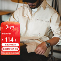 马登 MADEN工装 美式复古棉籽壳衬衫叠穿翻领长袖阿美咔叽衬衣外套男上衣潮 原胚色 XL