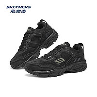 SKECHERS 斯凯奇 2024新款秋季男鞋复古老爹鞋厚底增高加绒休闲鞋 全黑色/BBK