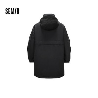 森马（Semir）防护外套|羽绒服男中长款2024冬季三防连帽外套薄纯色百搭 黑色（灰鸭绒）90001 165/84A/S