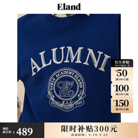 ELAND衣恋卫衣女青春学院风圆形肩部棉感舒适上衣2024秋季 深蓝色(52)D/Blue S/160
