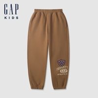 Gap男童2024秋冬新款绣花章logo重磅抓绒卫裤儿童装针织裤606681