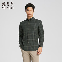 雅戈尔（YOUNGOR）长袖衬衫男抗皱丝光整理休闲衬衫柔软易打理24城市轻户外 绿色YLXX135556QKA 39