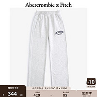 ABERCROMBIE & FITCH女装 24秋冬百搭松紧腰抓绒直筒运动长裤KI147-4061 浅灰色 M (165/76A)