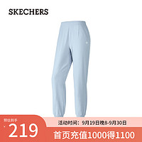 斯凯奇（Skechers）女子长款加绒梭织长裤P424W149 浅灰蓝色/02K5 L