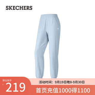 斯凯奇（Skechers）女子长款加绒梭织长裤P424W149 浅灰蓝色/02K5 M