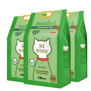 AATURELIVE N1爱宠爱猫 N1甄红茶甄绿茶豆腐猫砂 甄绿茶豆腐砂3.7kg*3包