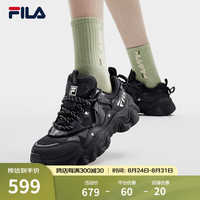 FILA 猫爪5代女复古运动鞋杨幂同款2024春新鞋休闲鞋老爹鞋 黑-BK