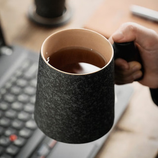 溥畔陶瓷茶水分离泡茶杯子男士个人办公室带过滤茶漏高档水杯 注春办公杯-磨砂黑（带过滤）