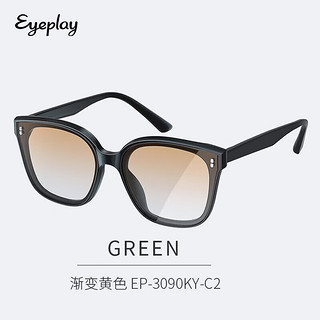 EYEPLAY 目戲 太阳镜女韩版时尚彩色墨镜潮防紫外线3090 C2黑色框渐变黄色片