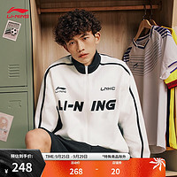 LI-NING 李宁 卫衣情侣款开衫卫衣2024春季立领大LOGO字母复古撞色外套AWDU775