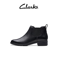 Clarks 其乐 Havisham Top女鞋秋冬新品复古潮流牛皮方跟切尔西短靴