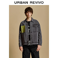 URBAN REVIVO UR冬季新款男装时尚休闲百搭撞色口袋宽松牛仔外套UMV830024