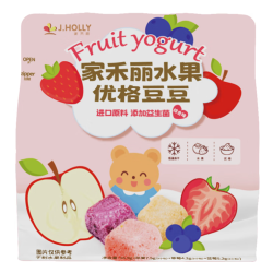 J.HOLLY 家禾丽 袋装韩国优格水果酸奶益生菌溶豆豆儿童小零食苹果草莓蓝莓 袋装综合口味 内含三种口味