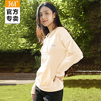 361° 361度运动上衣女士2024秋季休闲跑步外衣百搭连帽套头卫衣女