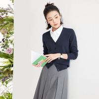 春夏纯棉V领针织开衫女精梳纯棉开衫外套基础百搭女式针织衫