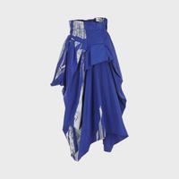 奢华摩登时髦洋气撞色不规则设计感高腰宽松半身直筒中长裙