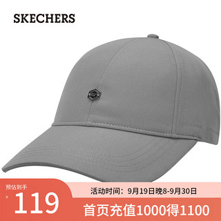 SKECHERS 斯凯奇 秋冬运动反光设计时尚软顶棒球帽P324U021 鲨鱼灰/00MM 均码