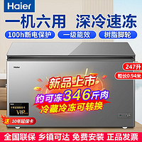 百亿补贴：Haier 海尔 冷柜247升大容量卧式单温家用冷藏超市商用冷冻速冻冰柜一级