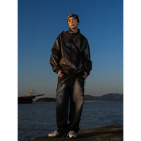 GOGOSOON春秋男皮衣夹克立领美式潮牌凯美拉PU皮宽松外套潮QC