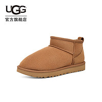 UGG 女士休闲舒适平底纯色圆头时尚经典短筒靴雪地靴 1116109 栗色 39