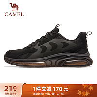 CAMEL 骆驼 运动休闲鞋男反绒皮拼接耐磨透气鞋子 K14B39L7008 黑色 39